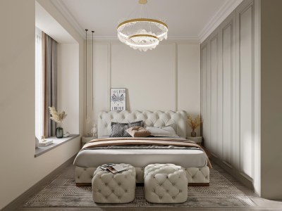 法式家居卧室3D模型下载